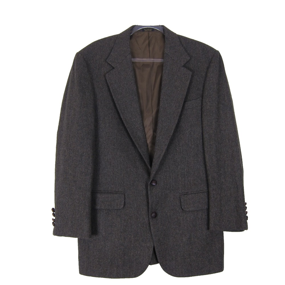Deansgate Men's Sport Coat Blazer Two Button Brown Lambswool Herringbone 40L